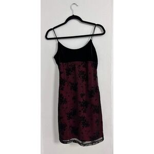 5.7.9. Moody Y2K Fairy Grunge Burgundy Mesh Slip Dress Womens S